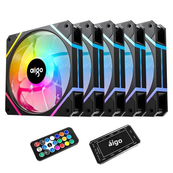 Imagem de Kit de Fan Aigo AM12 RGB - 120mm - Refrigerador de Água 6Pin - ARGB - 12cm