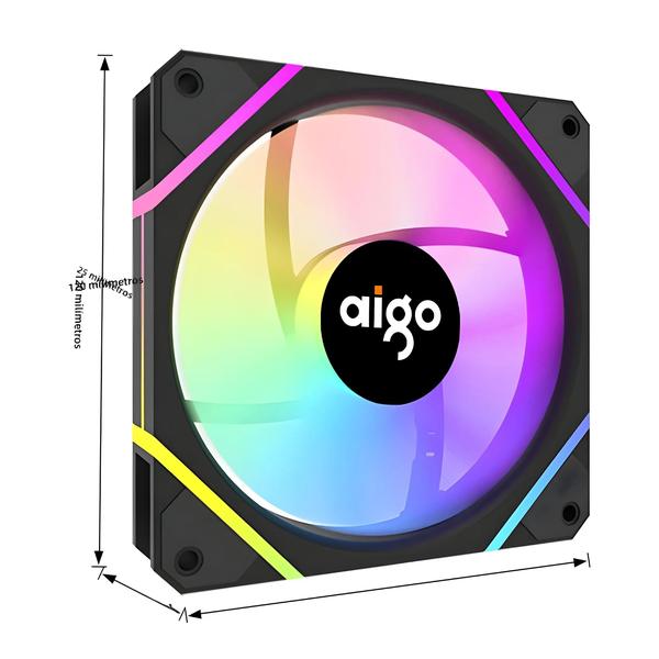 Imagem de Kit de Fan Aigo AM12 RGB - 120mm - Refrigerador de Água 6Pin - ARGB - 12cm