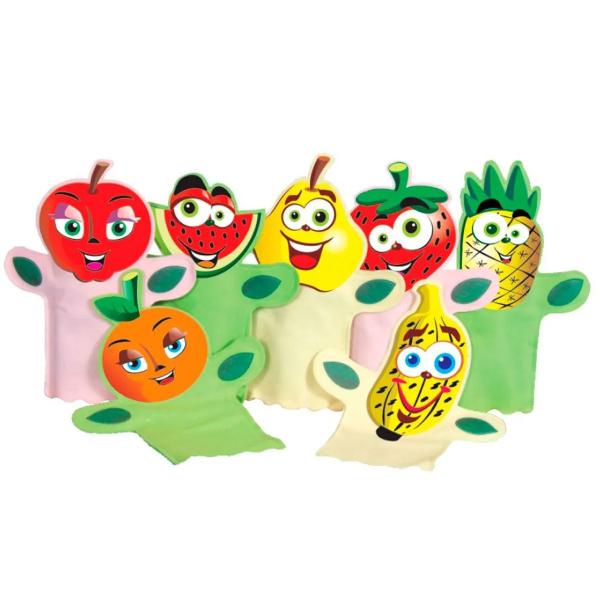 Imagem de Kit de fantoches da salada de frutas com 7 peças - simque - 244