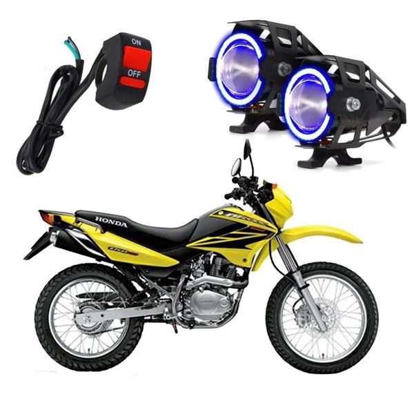 Imagem de Kit de Farol de Milha para Moto NXR 150 BROS ES 2006 2007 2008 2009 Angel Eye Azul U7