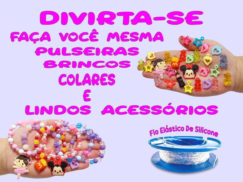 Imagem de Kit de Fazer Pulseiras Miçangas Coloridas infantil maleta