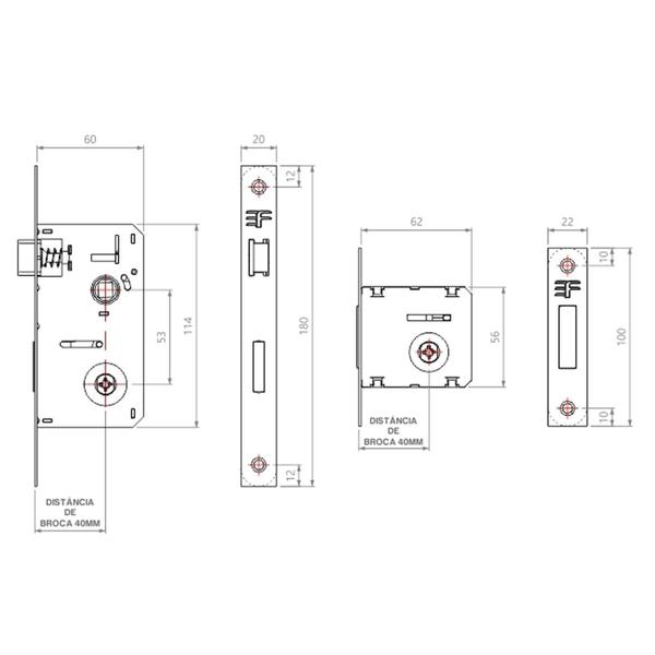 Imagem de Kit De Fechaduras Roseta Quadrada Tetra Preto Fosco 3F