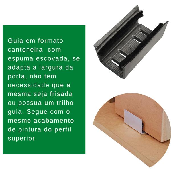 Imagem de Kit de ferragens em alumínio natural p/ porta até 62cm, roldana 2 rodas e par de concha 