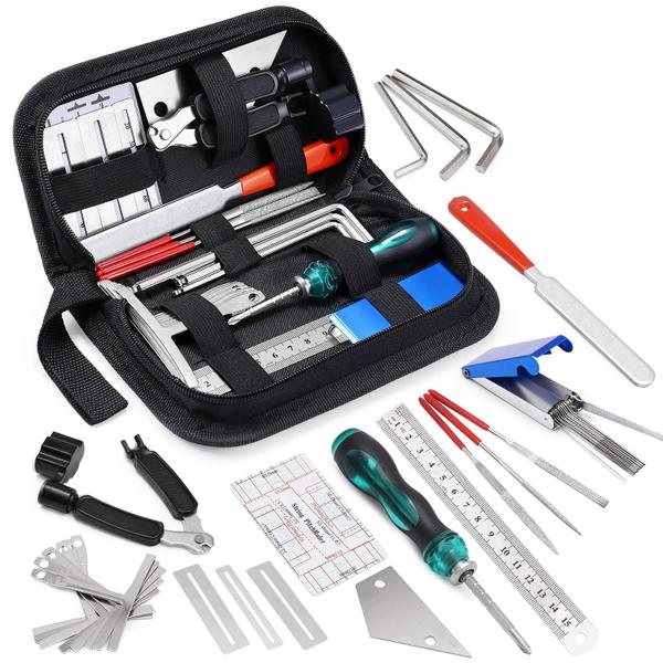 Imagem de Kit de ferramentas de reparo de guitarra MIFOGE Setup com bolsa de transporte, 25 unidades