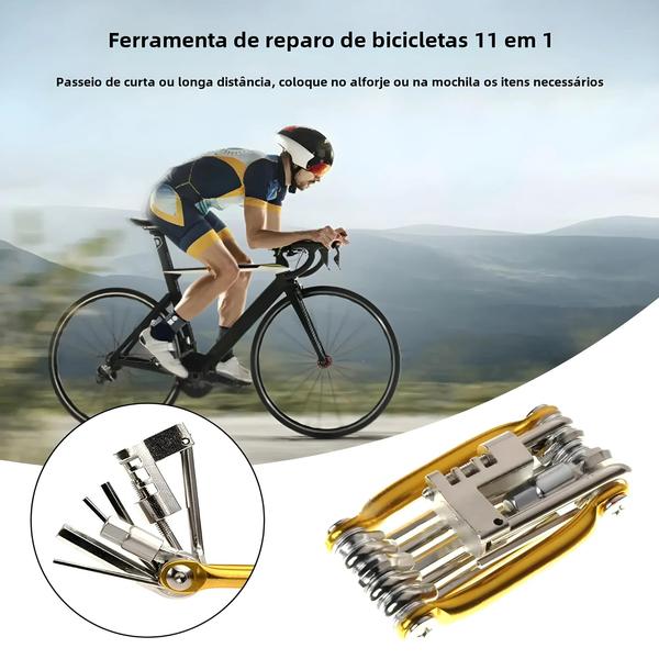 Imagem de Kit de Ferramentas para Mountain Bike 11 em 1 - Chave, Chave de Fenda, Corrente e Raio