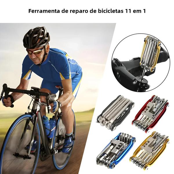 Imagem de Kit de Ferramentas para Mountain Bike 11 em 1 - Chave, Chave de Fenda, Corrente e Raio