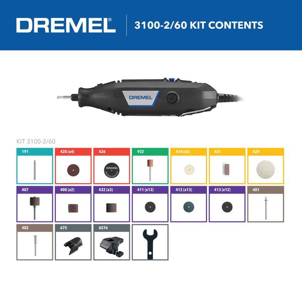 Imagem de Kit de ferramentas rotativas Dremel 3100-2/60 de velocidade variável com acessórios