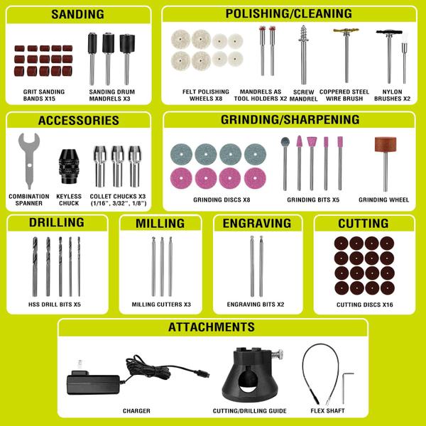 Imagem de Kit de ferramentas rotativas SnapFresh 12V sem fio de 7 velocidades com mais de 80 acc