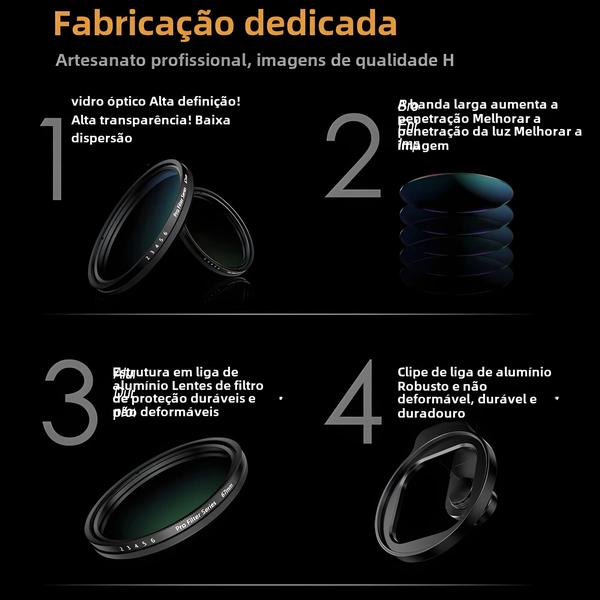 Imagem de Kit de Filtro de Lente 67mm para Celular - Metal, Sapata Fria, Efeitos de Estrelas e Névoa