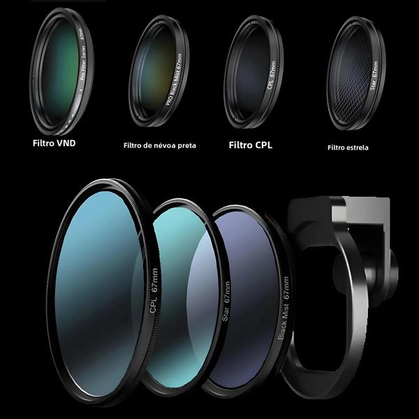 Imagem de Kit de Filtro de Lente 67mm para Celular - Metal, Sapata Fria, Efeitos de Estrelas e Névoa