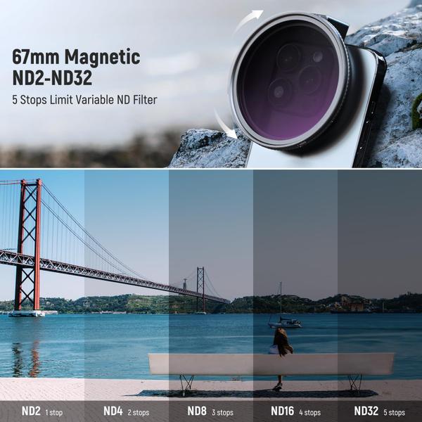 Imagem de Kit de filtro de lente de telefone Neewer 67 mm com clipe variável ND2-ND32