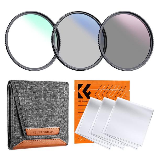 Kit de filtro de lente K&F Concept 67mm UV/CPL/ND4 com pano de limpeza Imagem de Kit de filtro de lente K&F Concept 67mm UV/CPL/ND4 com pano de limpeza