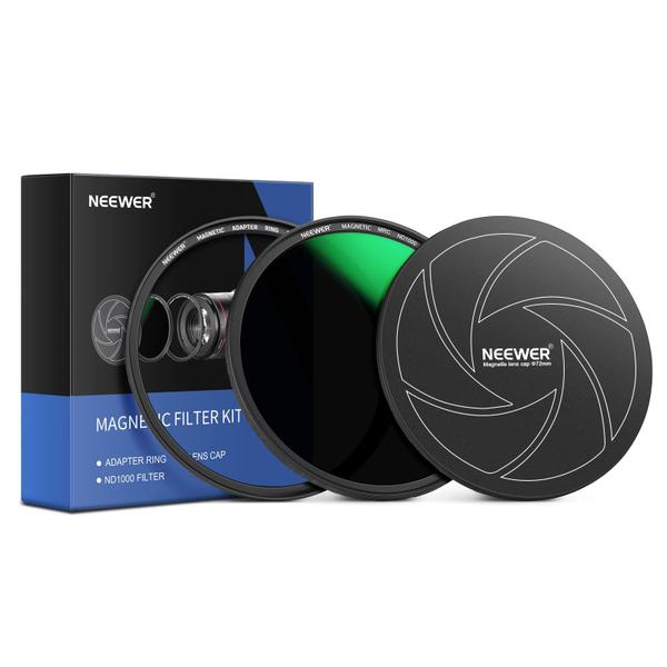 Imagem de Kit de filtro de lente Neewer 72 mm magnético ND1000 3 em 1 com acessórios