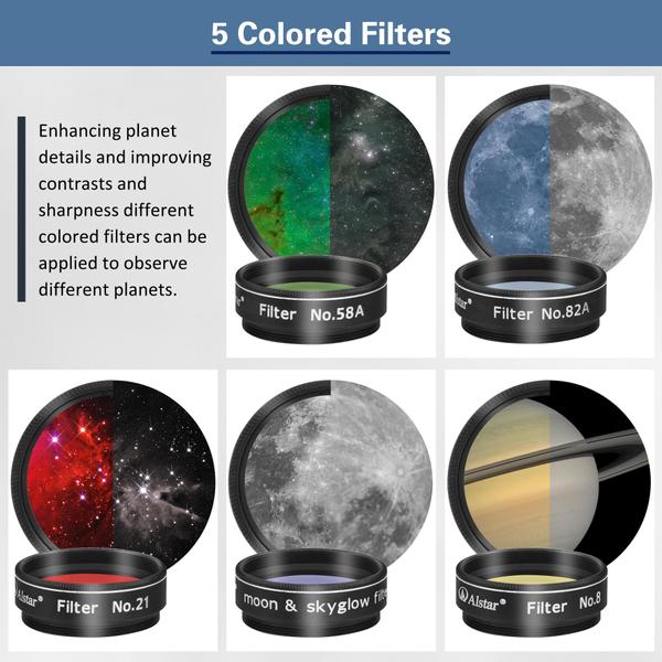 Imagem de Kit de filtros telescópicos de 1,25", 5 unidades ALSTAR para planetários