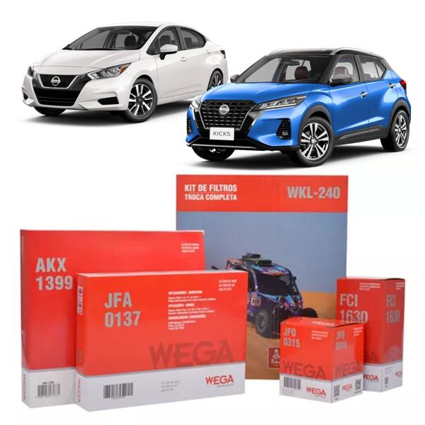 Kit de Filtros Wega Hyundai Versa 1.6 16v 2021 em diante Kicks 2016 Até 2024 Imagem de Kit de Filtros Wega Hyundai Versa 1.6 16v 2021 em diante Kicks 2016 Até 2024