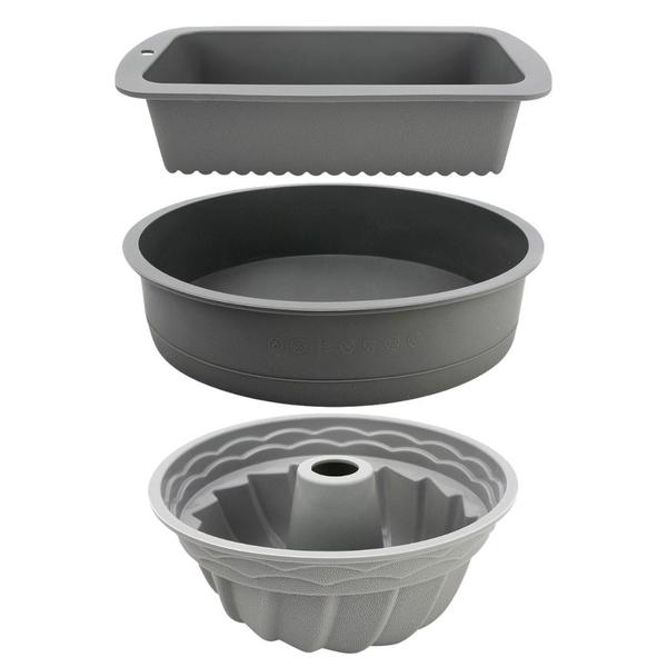 Imagem de Kit de Formas de Silicone para Bolos Pães Tortas Cinza