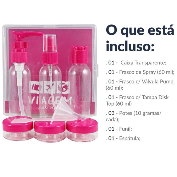 Imagem de Kit De Frascos Para Viagem Porta Shampoo Mala Mini 9 Peças