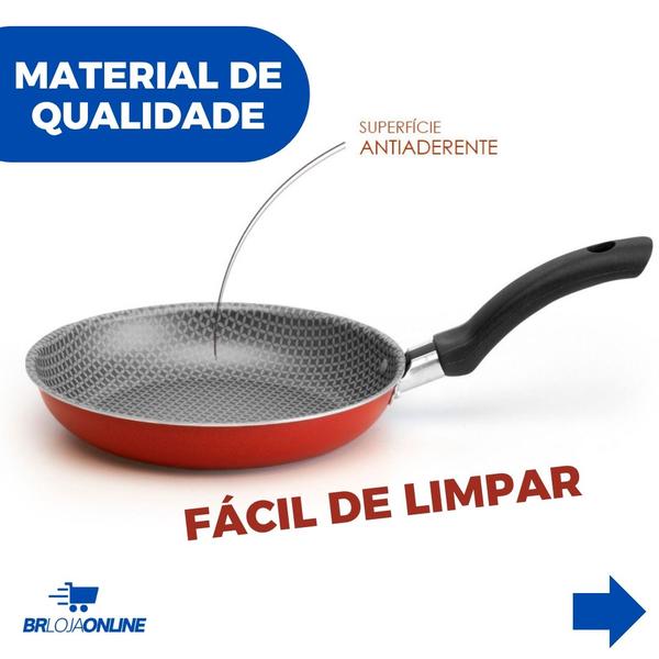 Imagem de Kit de Frigideiras Antiaderentes 3 Peças Vermelhas Praticidade, Durabilidade e Cozinha Saudável