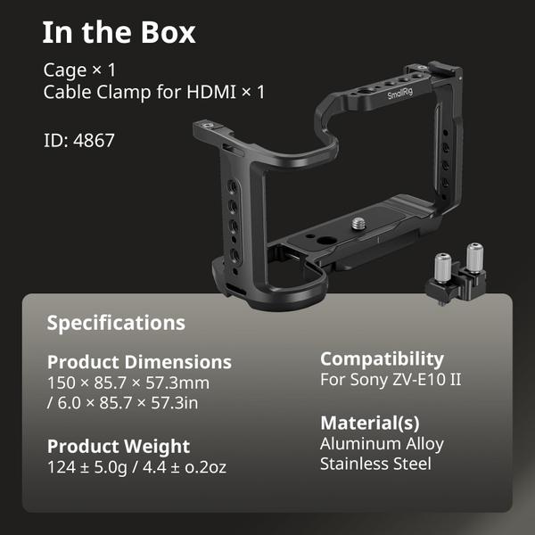 Kit de gaiola SMALLRIG ZV-E10 II para Sony ZV-E10 II com acessórios Imagem de Kit de gaiola SMALLRIG ZV-E10 II para Sony ZV-E10 II com acessórios