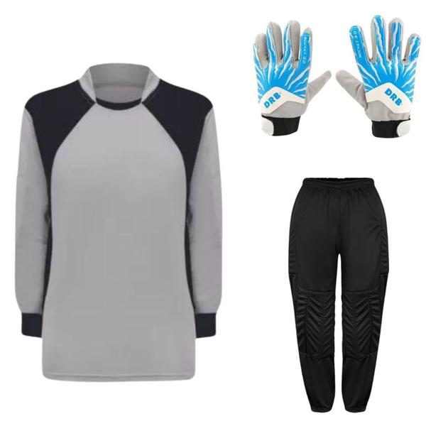 Imagem de Kit de Goleiro Infantil Camisa + Calça Acolchoada + Luva 