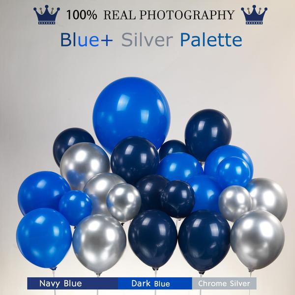 Imagem de Kit de guirlanda de balões Kozee azul marinho e prata 132 unidades
