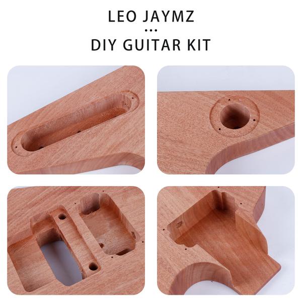 Imagem de Kit de guitarra elétrica Leo Jaymz DIY com corpo e pescoço em mogno