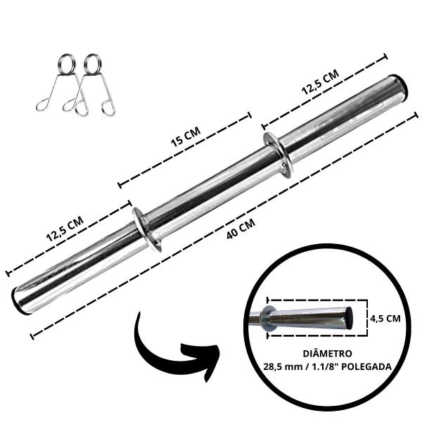 Imagem de Kit de Halteres com 2 Barras Tubo Oca + 60Kg em Anilhas de Ferro