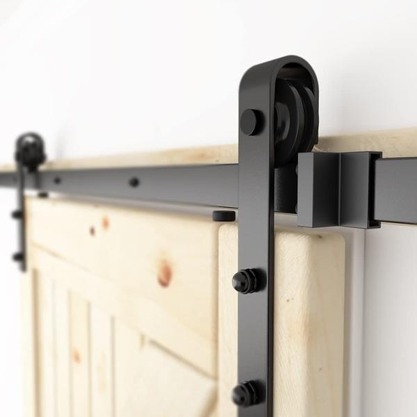 Imagem de Kit de hardware para porta de celeiro SKYSEN 6FT Single Sliding Black