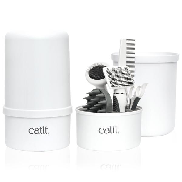 Imagem de Kit de higiene Catit Senses 2.0 Short Hair, conjunto de 6 peças, branco