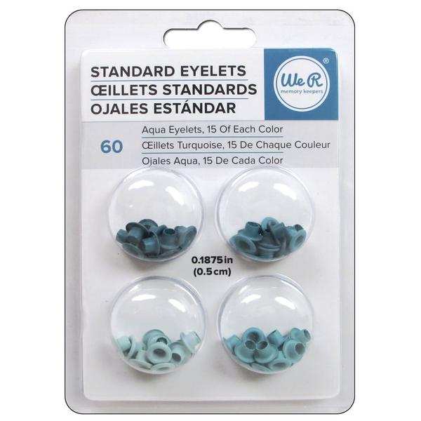 Imagem de Kit de Ilhóses Padrão WeR Memory Keepers Standard Eyelets Tons Aqua Com 60 Ilhoses 