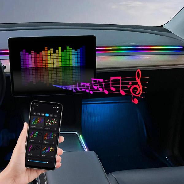 Imagem de Kit de Iluminação Ambiente RGB para Carro com 64 Cores - 110cm - Controle via App