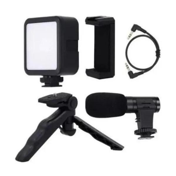 Imagem de Kit de iluminação de vídeo LED, kit de vídeo Vlog da Andoer para telefone com tripé de mesa, suporte de telefone