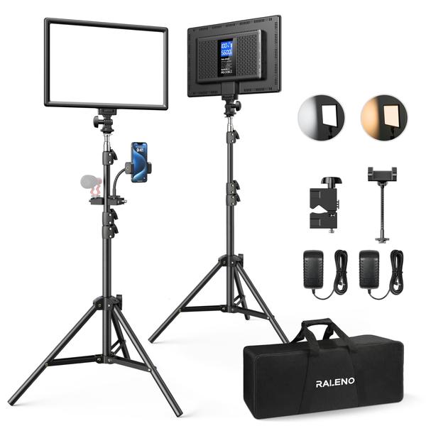 Imagem de Kit de iluminação fotográfica RaLeno VL-S192K com 2 luzes e suporte