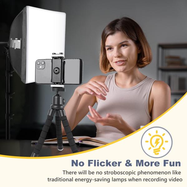 Imagem de Kit de iluminação fotográfica Softbox Torjim 40x40cm com LED de 85W