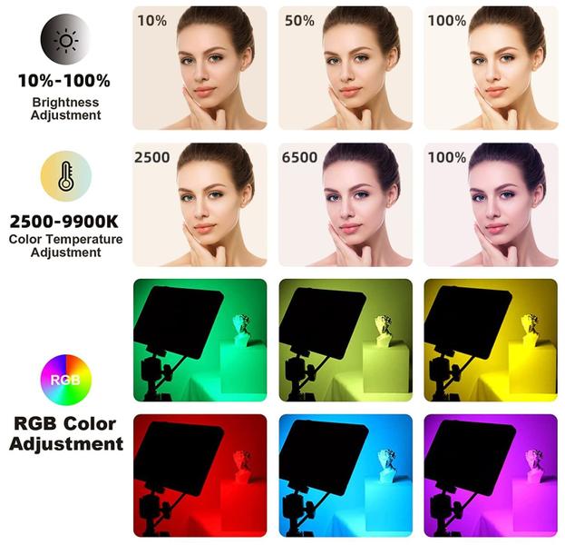 Imagem de Kit de iluminação fotográfica YouTin LED RGB Video Lights, pacote com 2 unidades