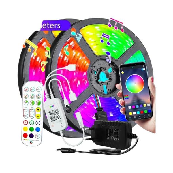 Imagem de Kit de Iluminação LED RGB de 20 Metros com Controle Remoto e Sincronização Musical