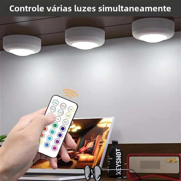 Imagem de Kit de Iluminação LED RGB Wireless para Armários - Com Controle Remoto e Ajuste de Brilho