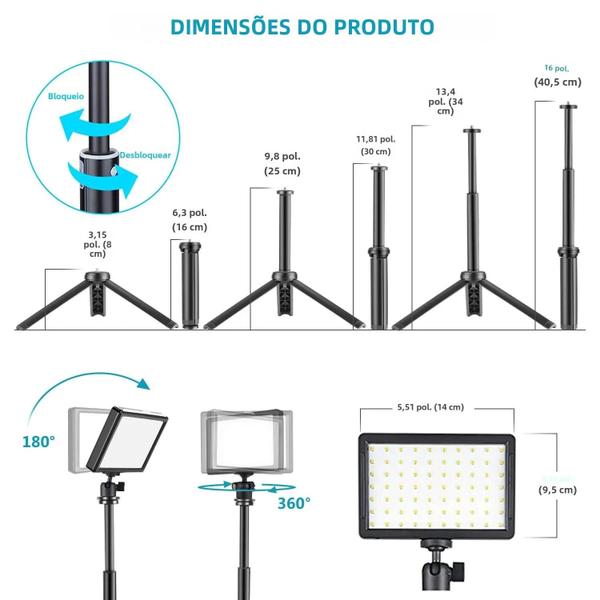 Imagem de Kit de Iluminação para Fotografia com Painel LED RGB e Tripé