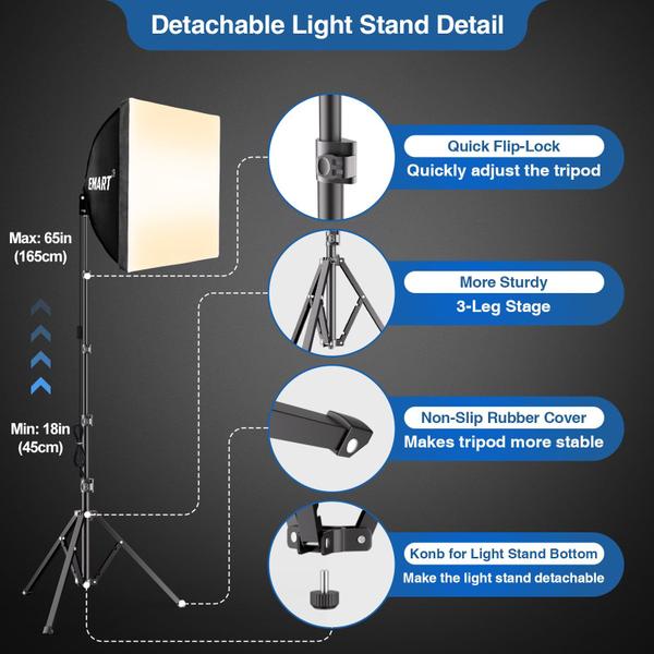 Imagem de Kit de iluminação Softbox EMART 16x16 Soft Box 85W LED 3000K-6000K