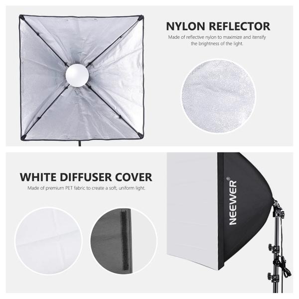 Imagem de Kit de iluminação Softbox Neewer 700W com 2 Softboxes e 2 lâmpadas LED