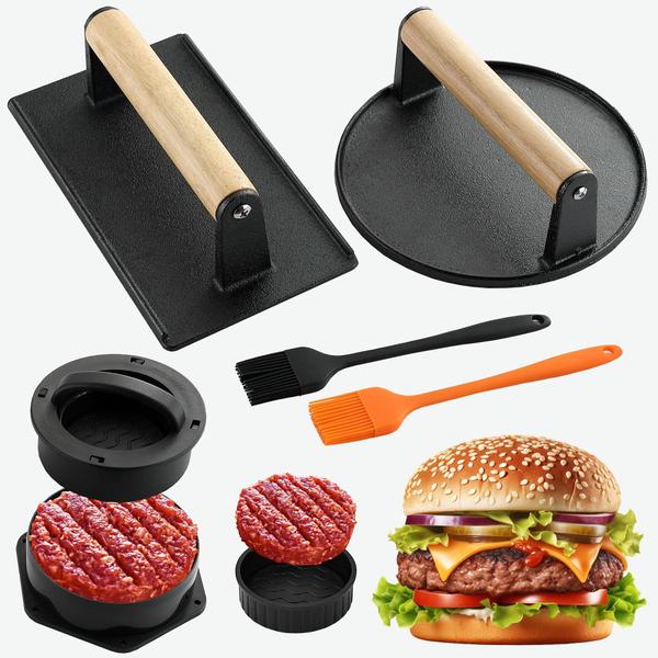 Imagem de Kit de imprensa Smash Burger  Molde para hambúrguer recheado POLIGO 4 em 1