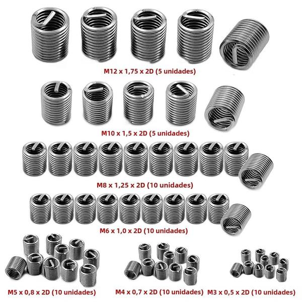 Imagem de Kit de Inserção de Rosca de Aço Inoxidável (60 Peças) - M3 a M12