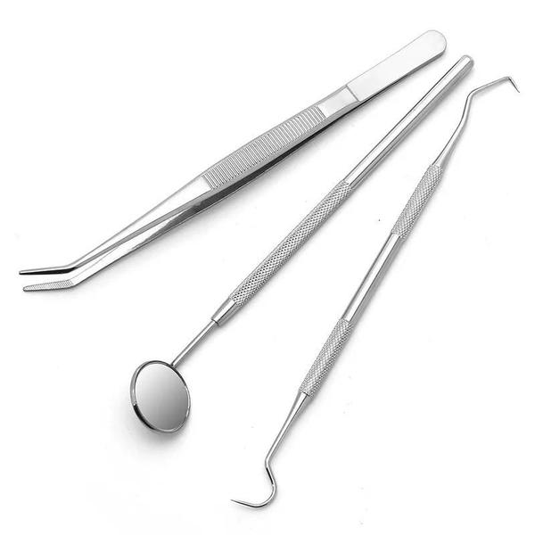 Imagem de Kit de Instrumentos Odontológicos em Aço Inoxidável 304 - 3 Peças (Raspador, Espelho e Sonda)