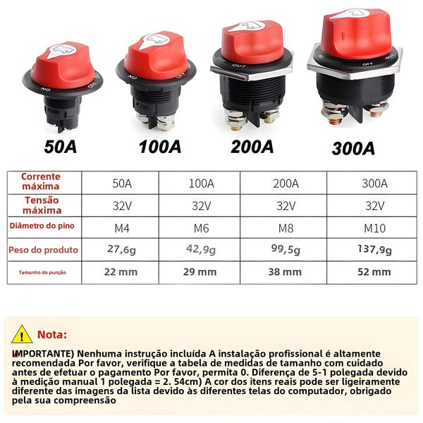 Imagem de Kit de Interruptor de Bateria de Alta Corrente para Carro, Caminhão e Motocicleta