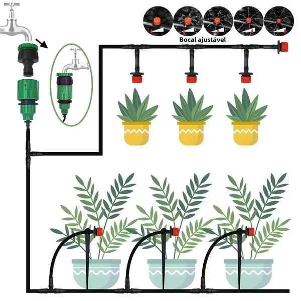 Imagem de Kit de Irrigação por Gotejamento Ajustável (5-20m) - Micro Rega para Plantas