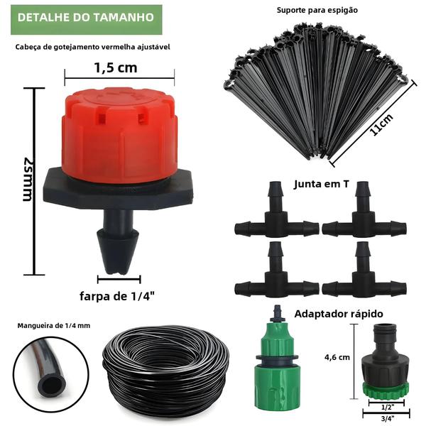 Imagem de Kit de Irrigação por Gotejamento Ajustável (5-20m) - Micro Rega para Plantas