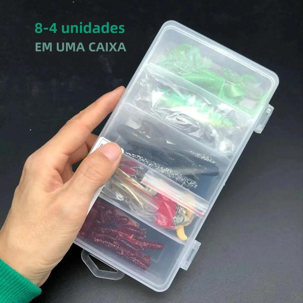 Imagem de Kit de Iscas de Pesca com 84/107 Peças - Iscas Duras, Macias e Colheres de Metal