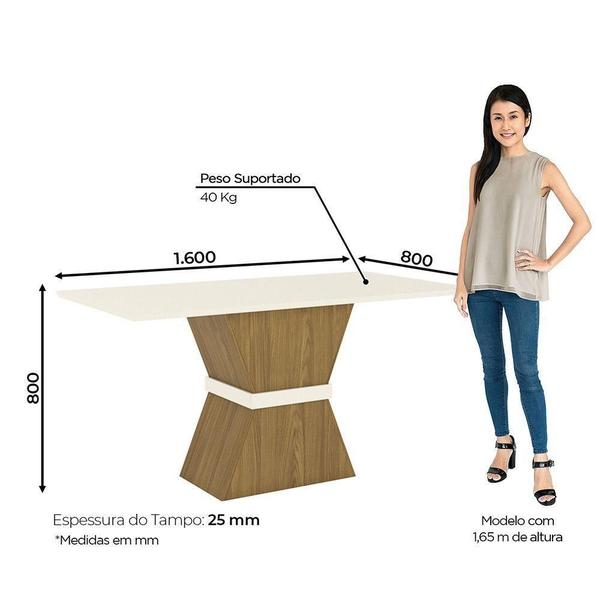 Imagem de Kit De Jantar 160Cm 06 Cadeiras Off White/Nature/Marrom