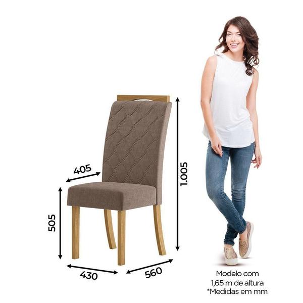 Imagem de Kit De Jantar 160Cm 06 Cadeiras Yara Off White/Nature/Marrom