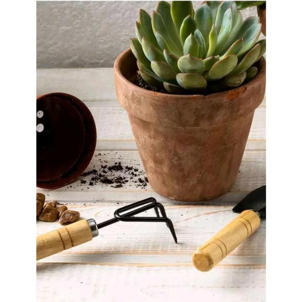 Imagem de Kit de jardinagem mini ferramenta 3 peças moderno madeira e metal